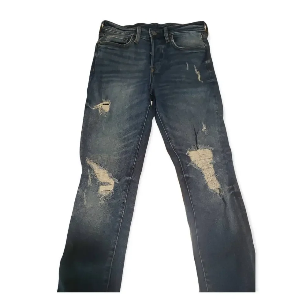 H&M Dark Washed Distressed Skinny Couple Moulante & Denim Jeans - Size 29